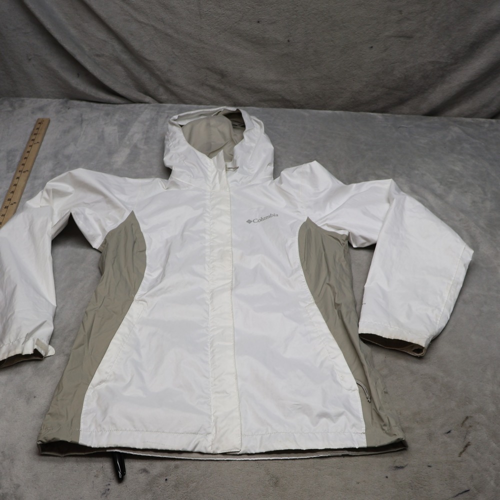 Columbia Jacket Womens XS White Arcadia II‎ Waterproof Hooded Light Pack Hiking